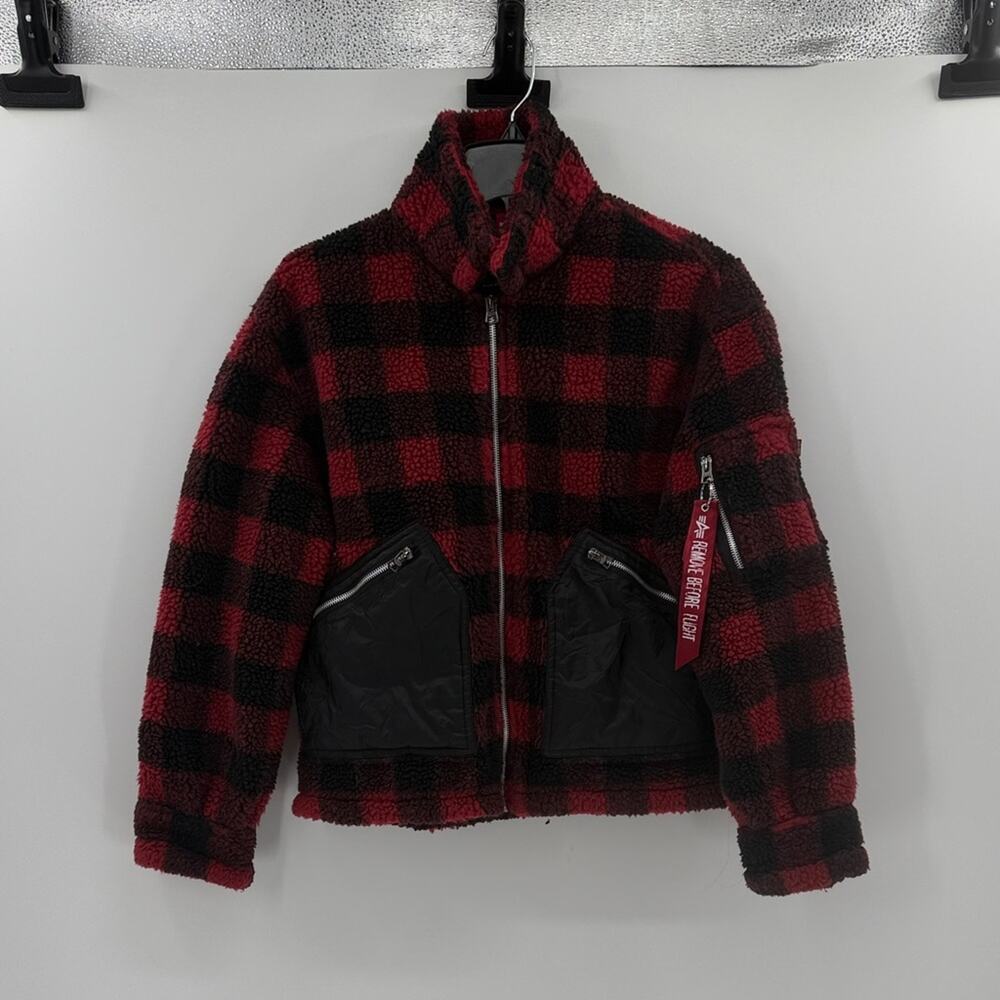 Alpha Industries Sherpa Flight Jacket - Buffalo Plaid Red - Medium